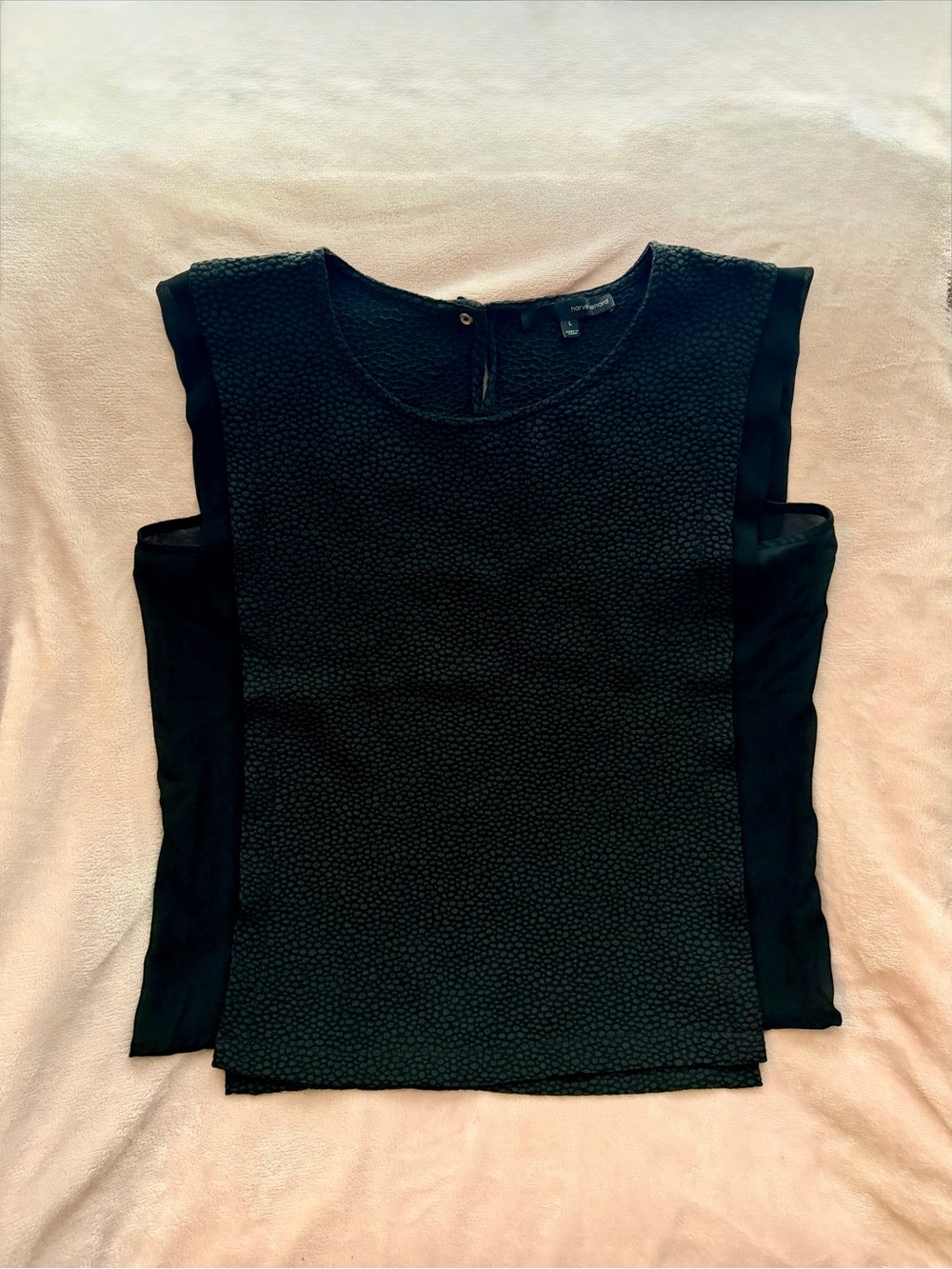 Harve Benard Black Textured Sleeveless Shell
